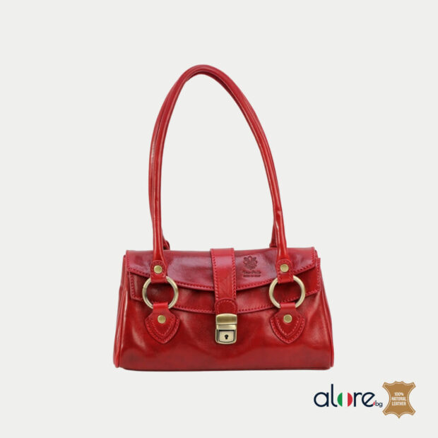 Дамска чанта Olivia червено Естествена кожа