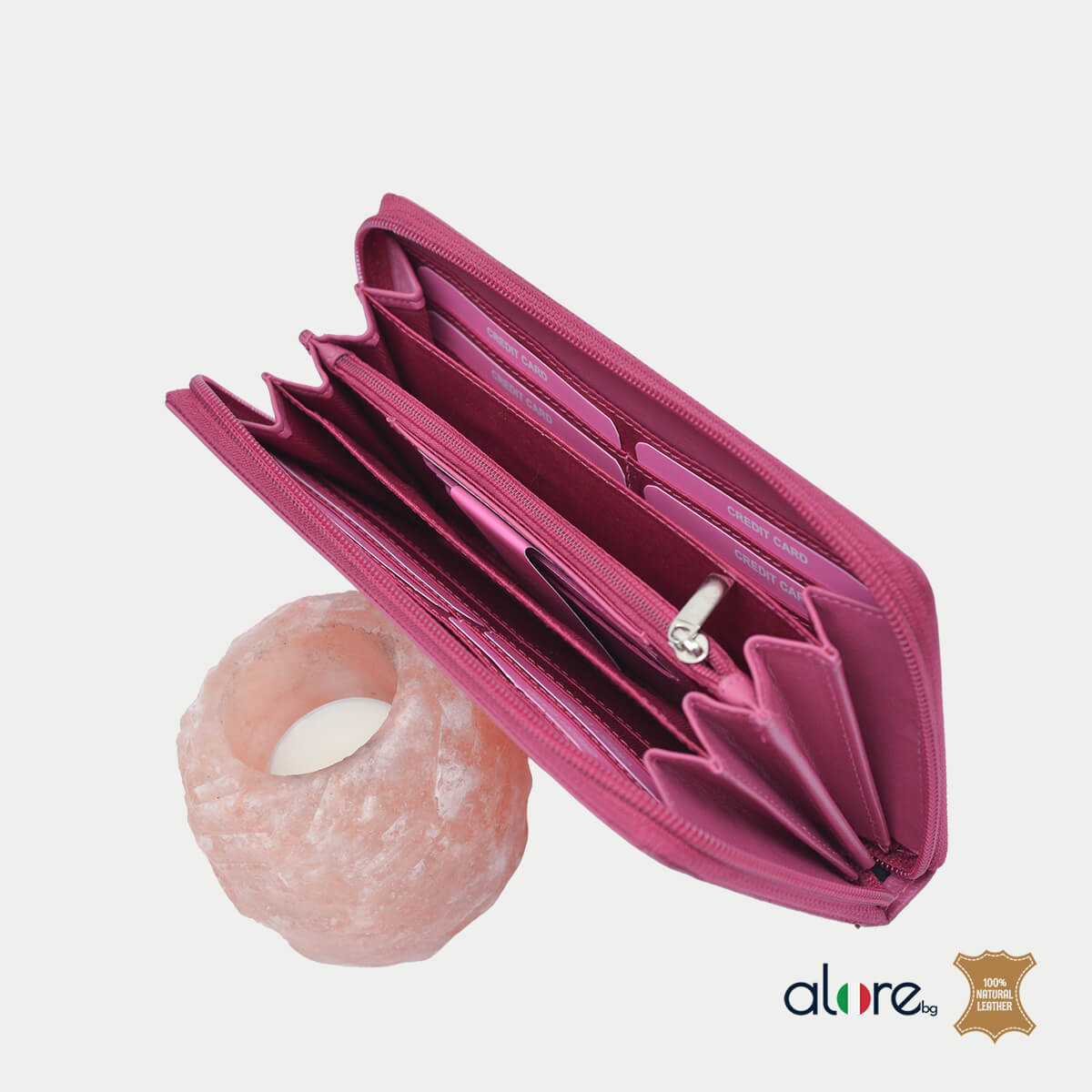 Дамски комплект портмоне и ключодържател Olie фуксия - Image 6