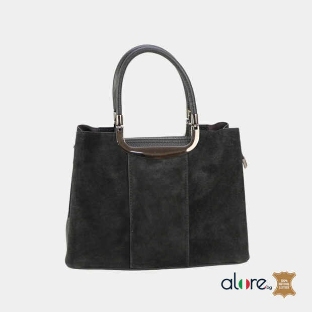 Дамска чанта Velvet естествена кожа черно