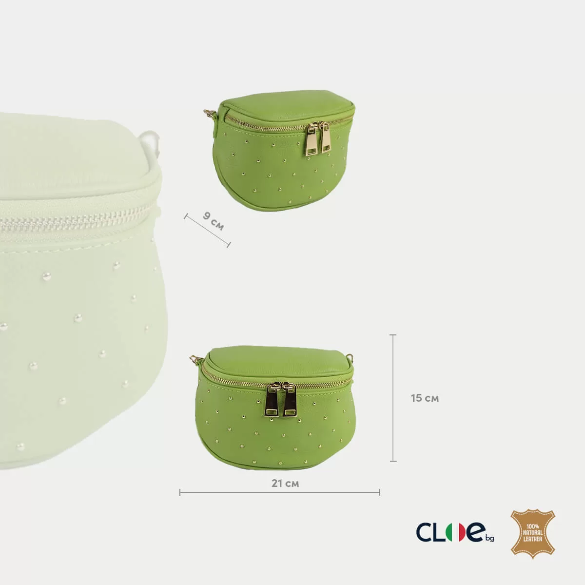 Малка дамска чанта Beki ябълково зелено - Image 4