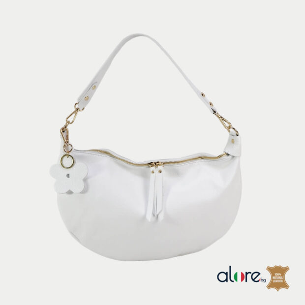 Луксозна италианска дамска чанта Mona бяло