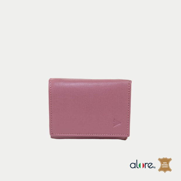 Малко дамско портмоне Besa от естествена кожа в розово