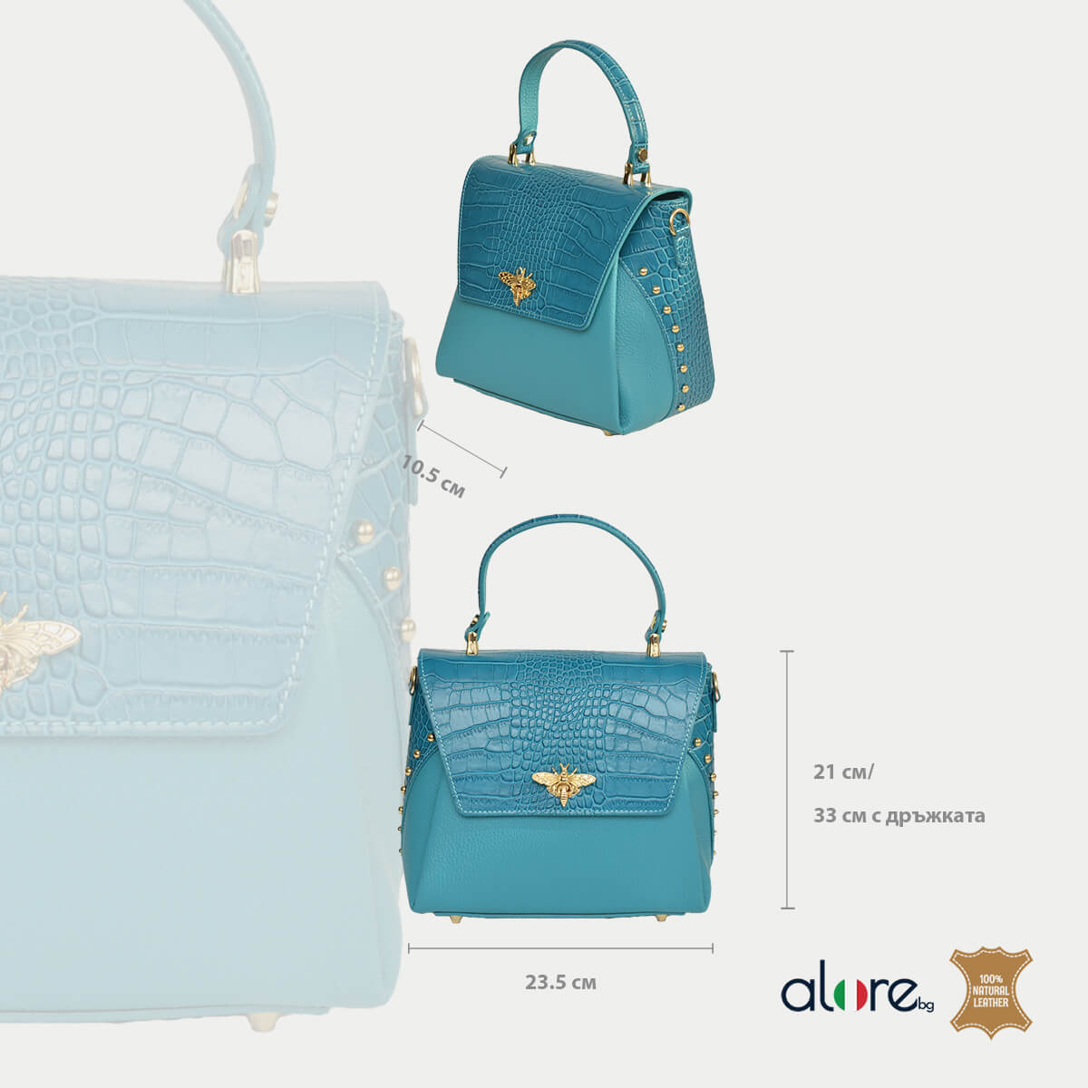 Дамска чанта Elisa морско синьо крок - Image 7