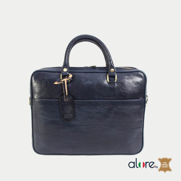 Луксозна бизнес кожена чанта Gabriel синьо