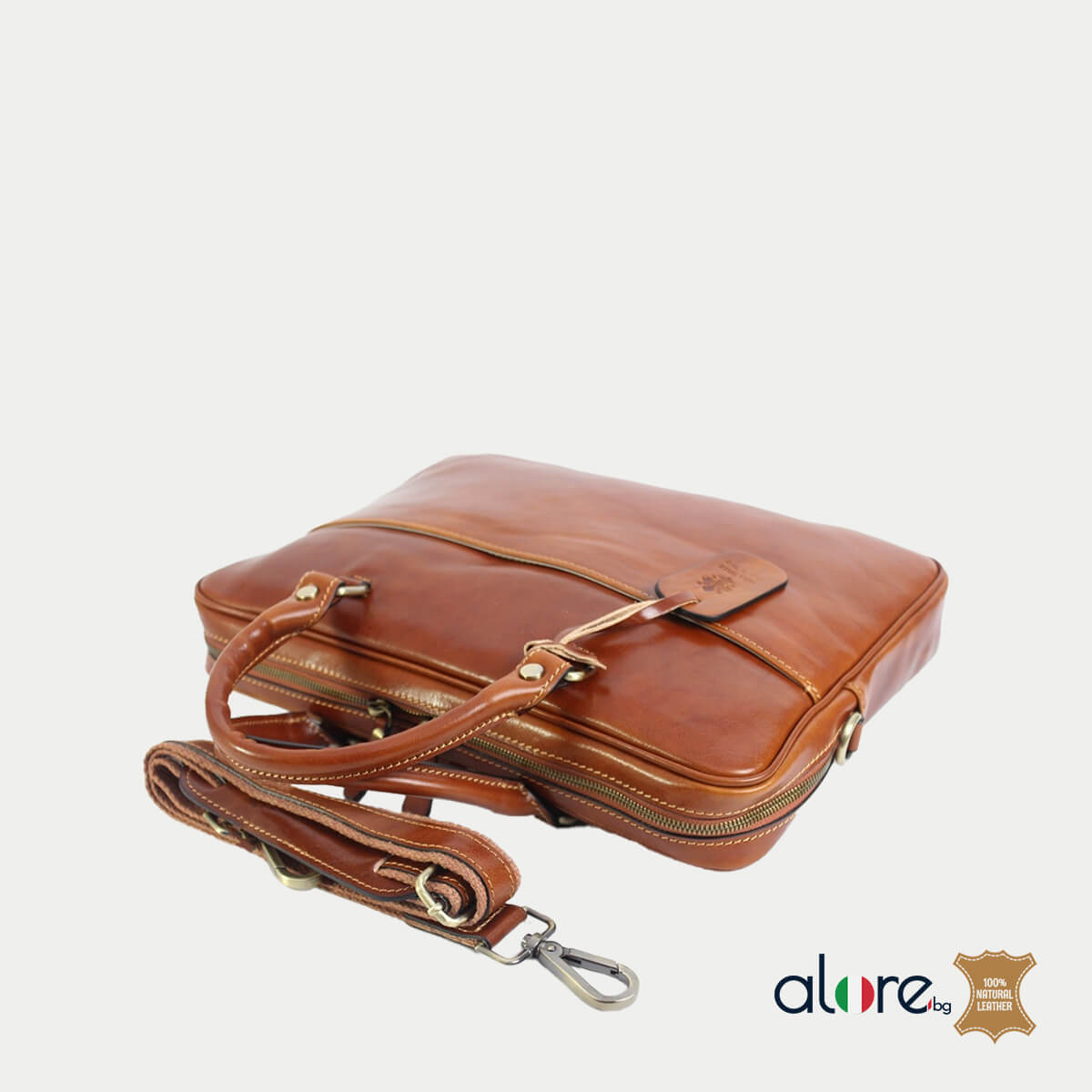 Луксозна бизнес кожена чанта Gabriel шоколад - Image 4