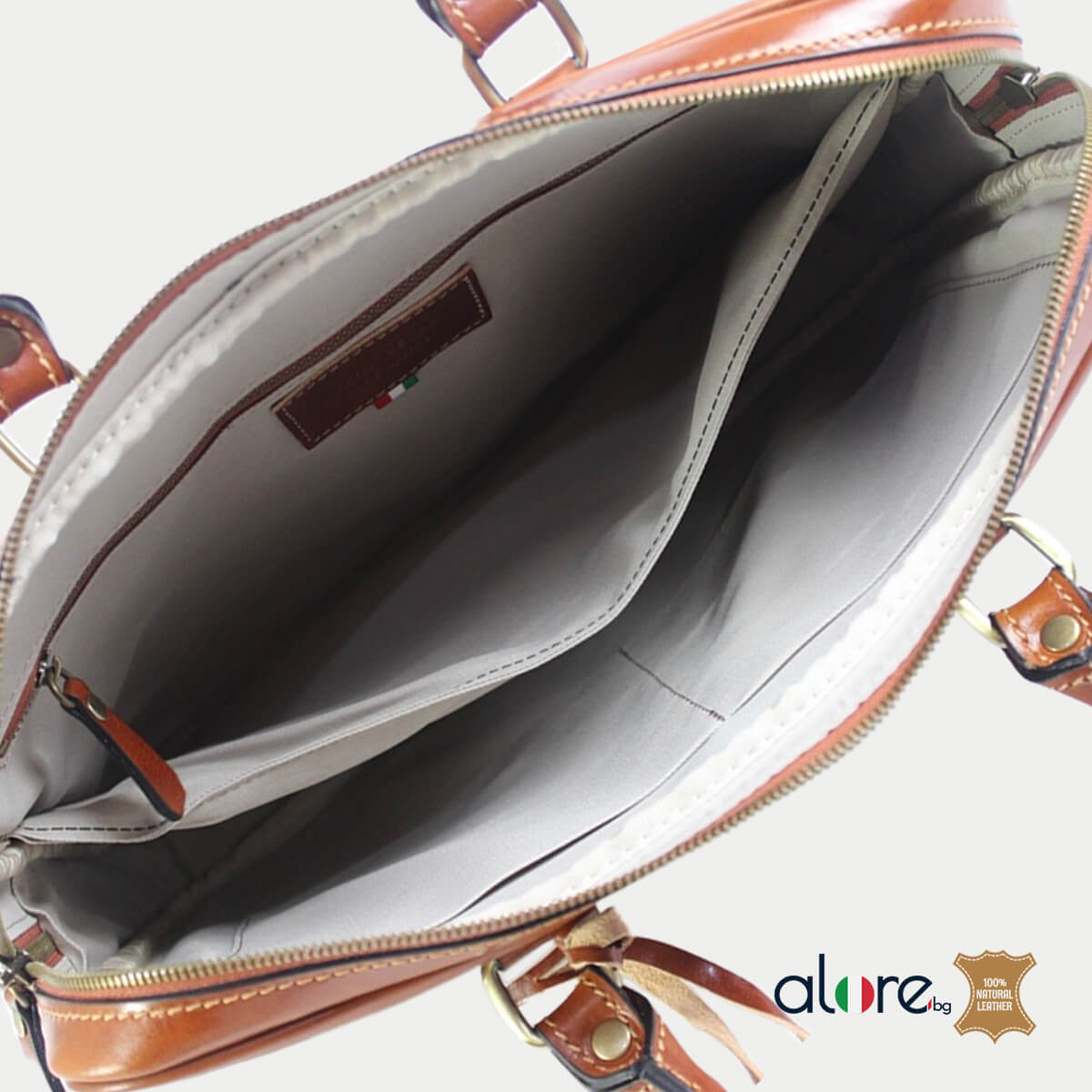 Луксозна бизнес кожена чанта Gabriel шоколад - Image 5