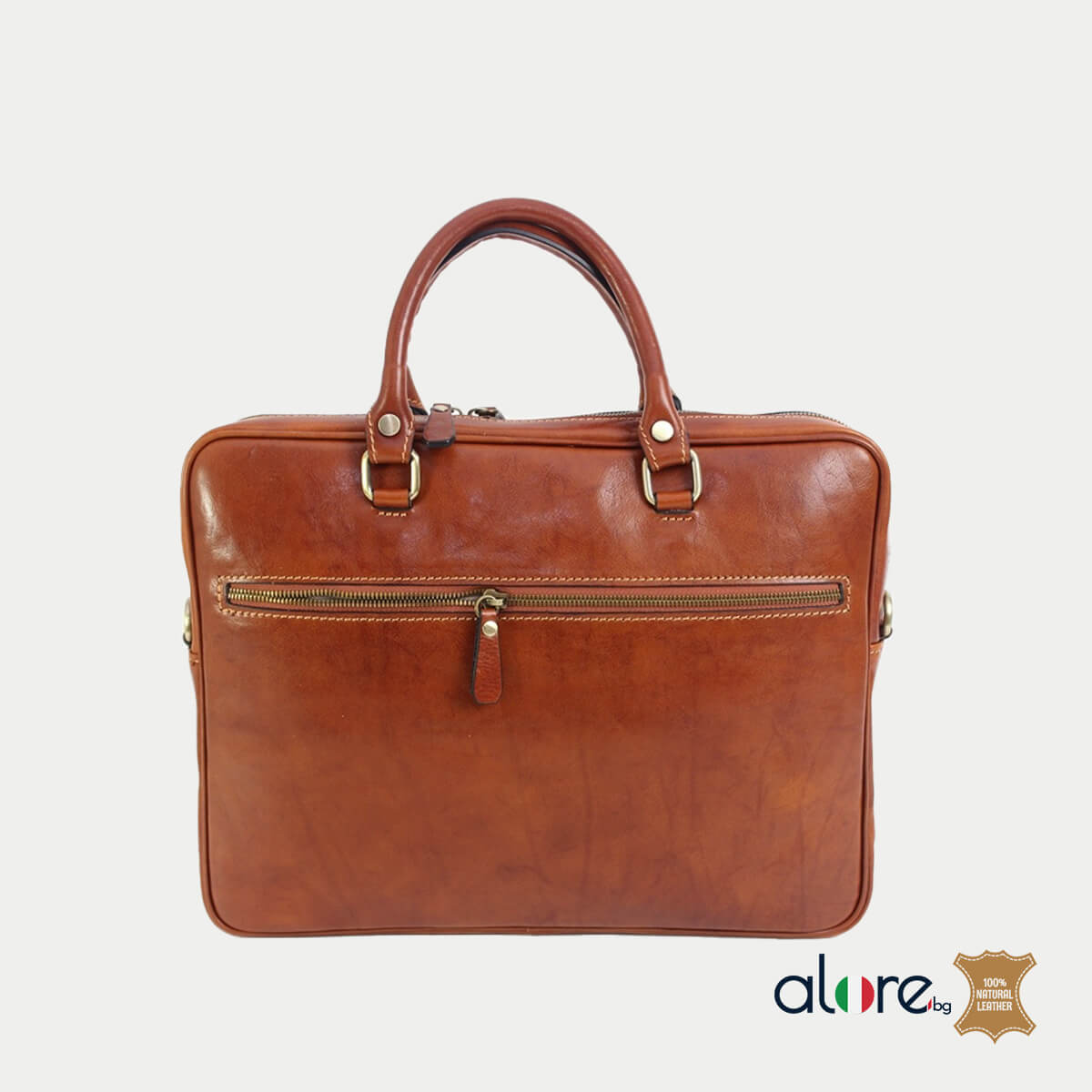 Луксозна бизнес кожена чанта Gabriel шоколад - Image 3