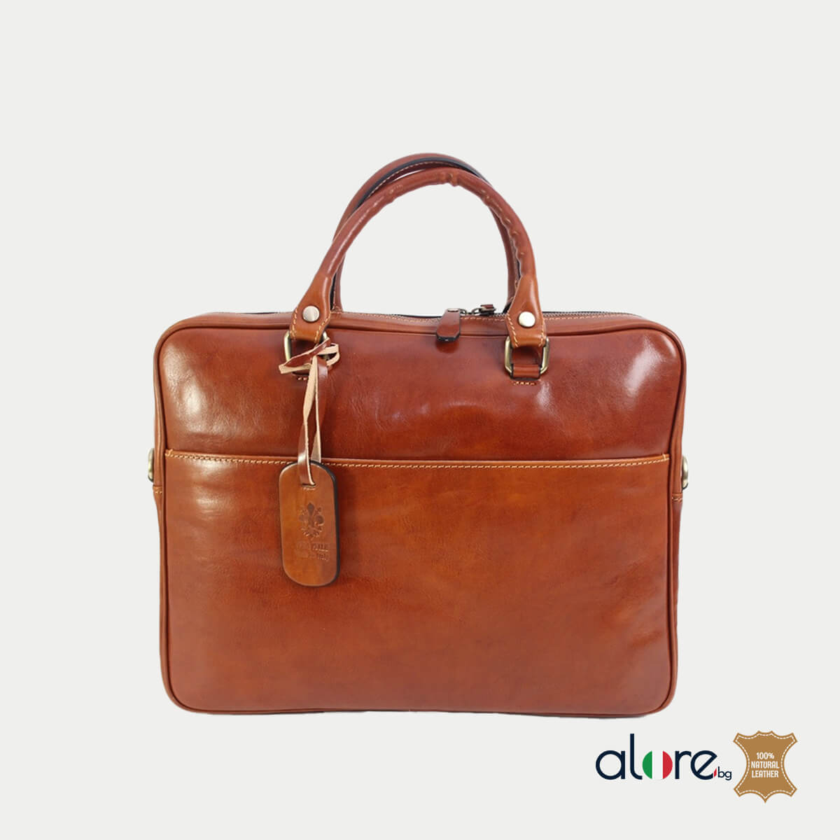 Луксозна бизнес кожена чанта Gabriel шоколад