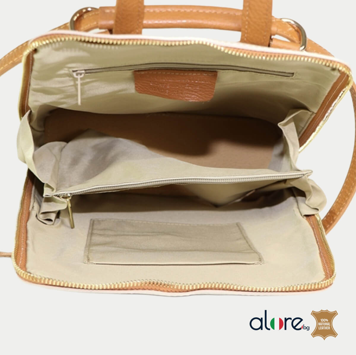 Модерна дамска раница Scarlet ванилия и карамел - Image 4