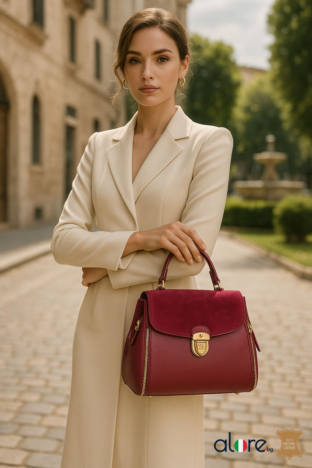 Луксозна дамска чанта Kaya бордо - Image 7