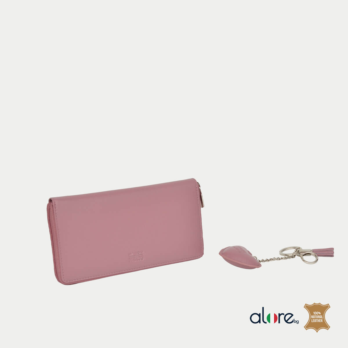 Дамски комплект портмоне и ключодържател Olie пепел от рози - Image 3