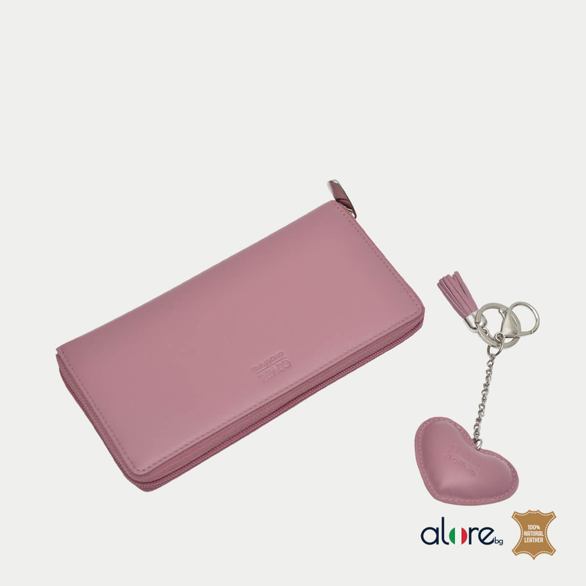 Дамски комплект портмоне и ключодържател Olie пепел от рози - Image 4