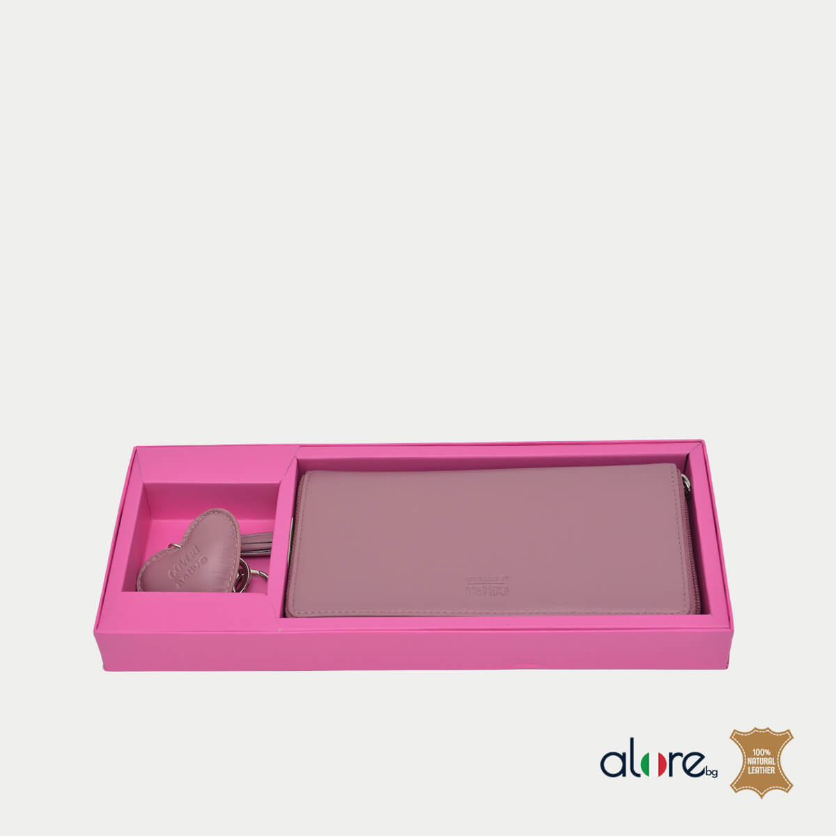 Дамски комплект портмоне и ключодържател Olie пепел от рози - Image 5