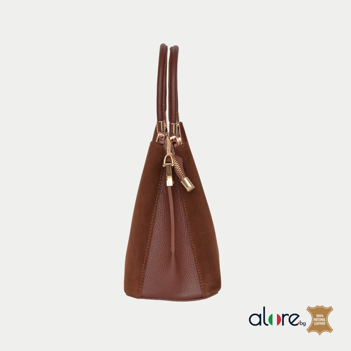 Дамска чанта Velvet естествена кожа Шоколад - Image 3