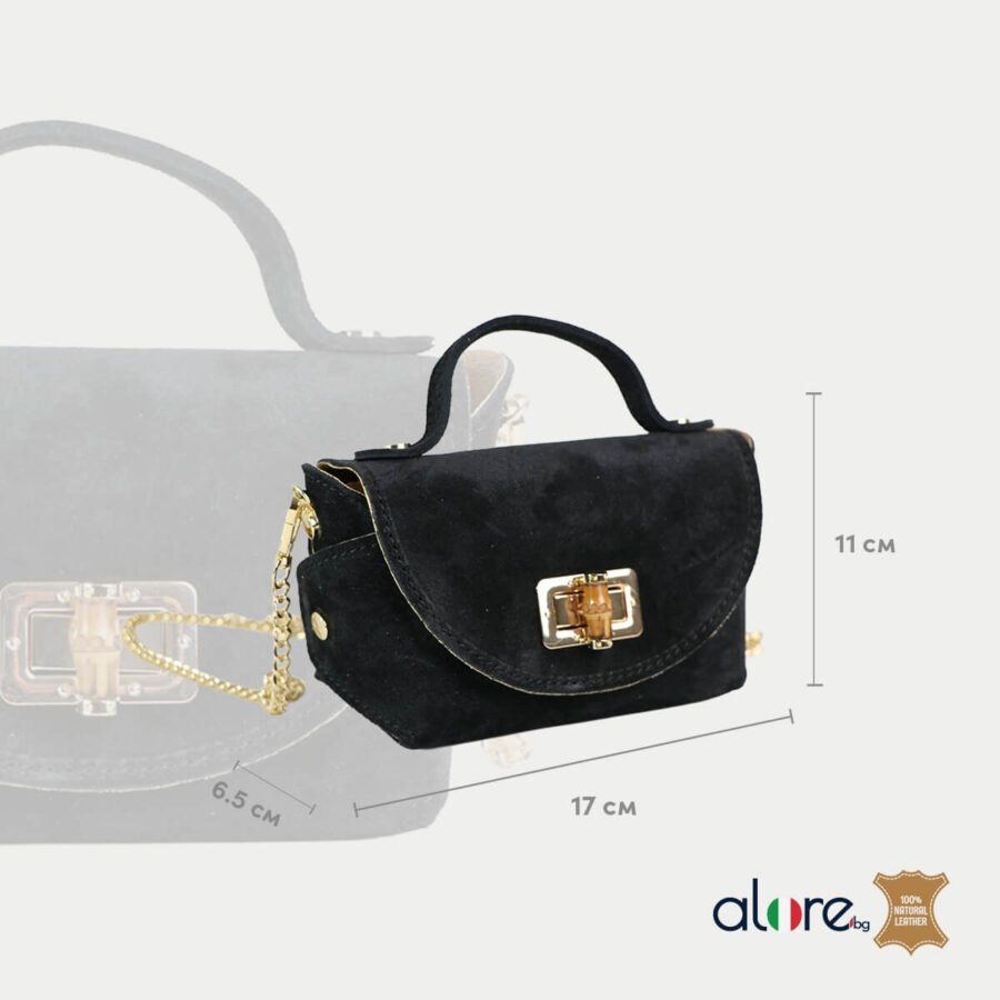 damska-chanta-ronie-cherno-3 Малка дамска чанта Ronie черено размери