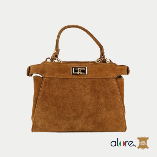 Дамска чанта Sesilia естествена кожа Карамел