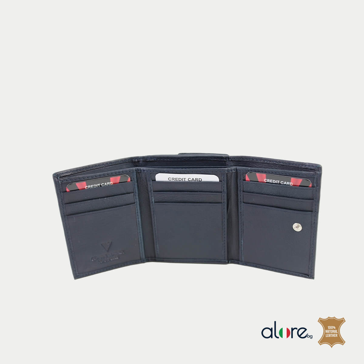 Малко дамско портмоне Besa тъмно синьо вътрешен изглед