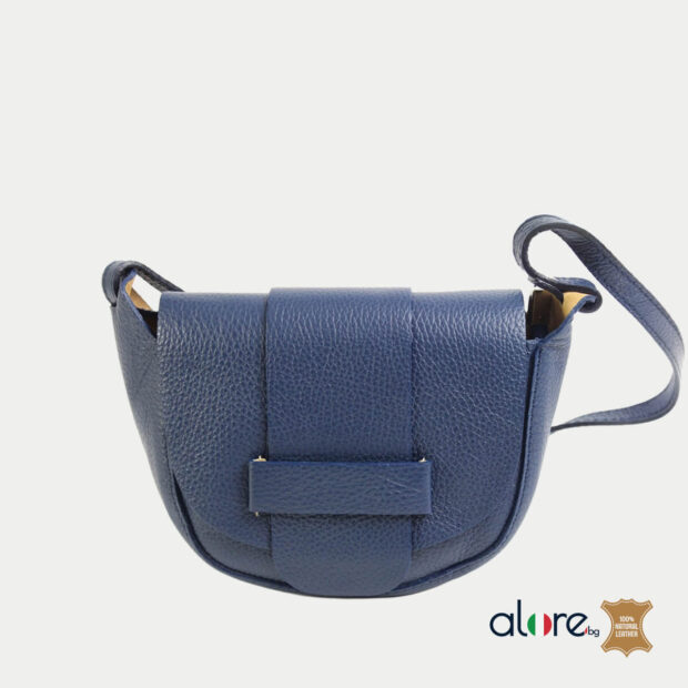Дамска чанта Nina естествена кожа тъмно синьо