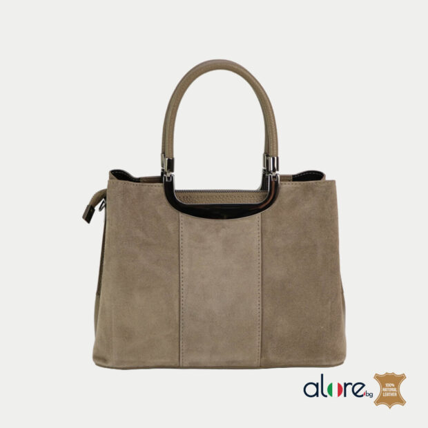 Дамска чанта Velvet естествена кожа Капучино