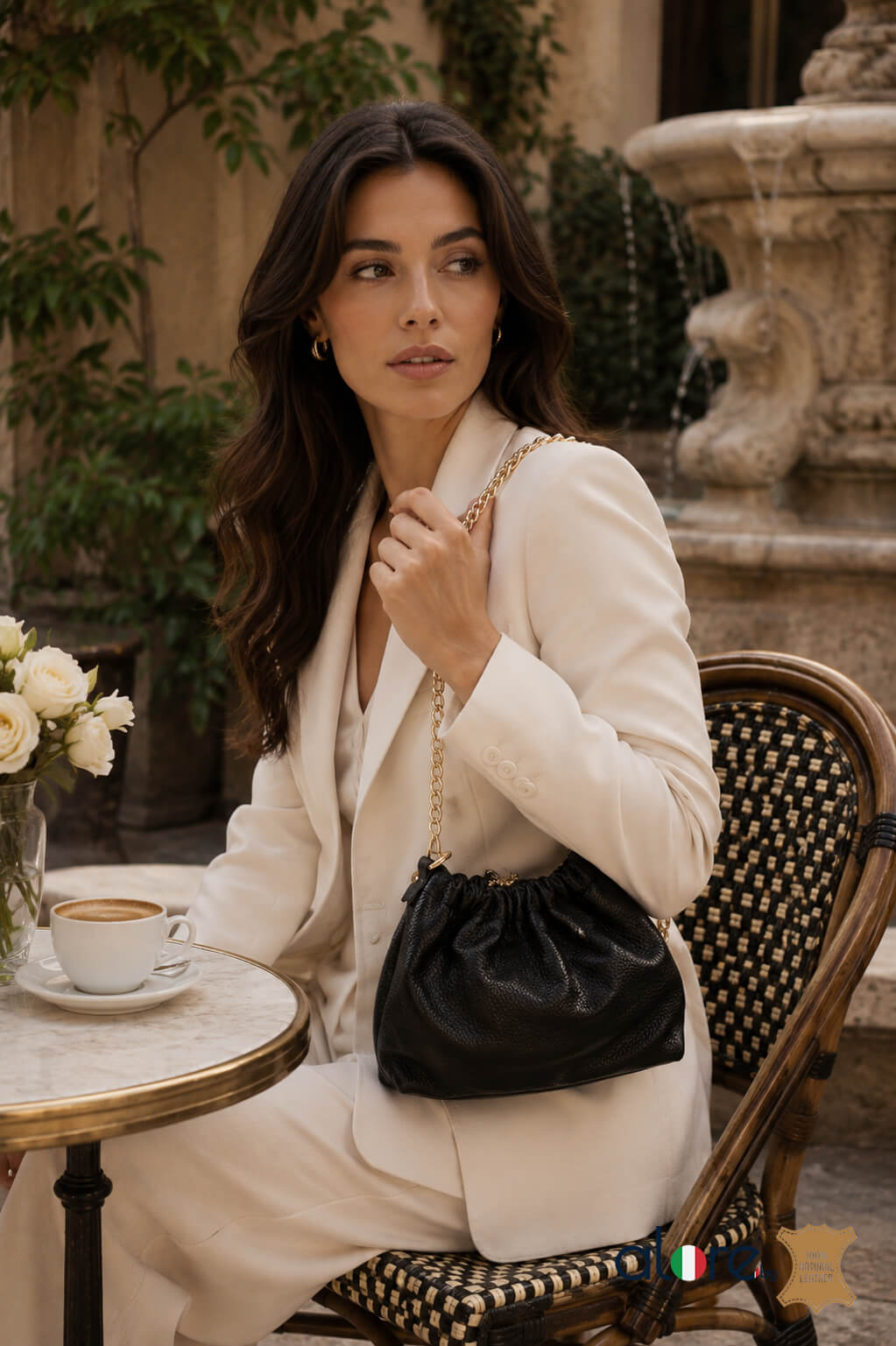 Дамска чанта Grazia черно естествена кожа - Image 6